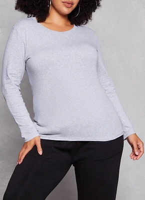 Womens Plus Long Sleeve Basic T Shirt,