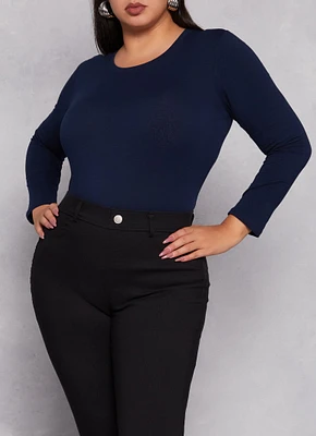 Womens Plus Long Sleeve Basic T Shirt,