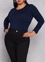Womens Plus Long Sleeve Basic T Shirt, 1X