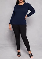 Womens Plus Long Sleeve Basic T Shirt, 1X