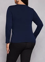 Womens Plus Long Sleeve Basic T Shirt, 1X