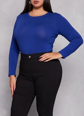 Womens Plus Long Sleeve Basic T Shirt,