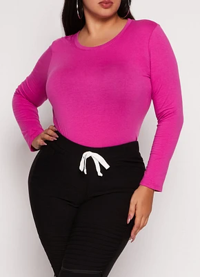 Womens Plus Long Sleeve Basic T Shirt,