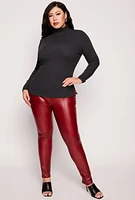 Womens Plus Size Ribbed Knit Long Sleeve Turtleneck Top, Grey, Size 1X