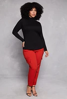 Womens Plus Ruched Mock Neck T Shirt,