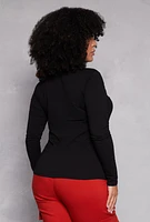 Womens Plus Ruched Mock Neck T Shirt,