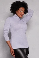 Womens Plus Ruched Mock Neck T Shirt, 2X