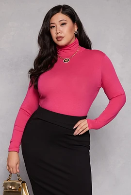 Womens Plus Ruched Mock Neck T Shirt,
