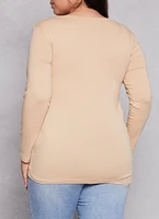 Womens Plus Basic Scoop Neck Long Sleeve T Shirt,