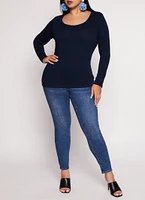 Womens Plus Basic Scoop Neck Long Sleeve T Shirt,