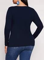 Womens Plus Basic Scoop Neck Long Sleeve T Shirt,