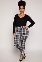 Womens Plus Basic Long Sleeve V Neck Tee,