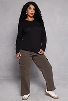 Womens Plus Long Sleeve Crew Neck Tee,