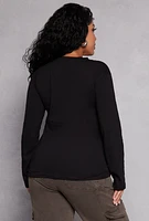 Womens Plus Long Sleeve Crew Neck Tee,