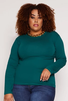 Womens Plus Long Sleeve Crew Neck Tee,