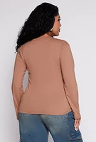 Womens Plus Long Sleeve Crew Neck Tee, 1X