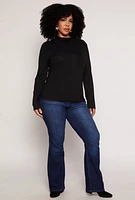 Womens Plus Basic Soft Knit Turtleneck Top,