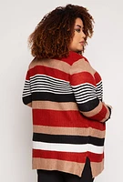 Womens Plus Striped Open Front Cardigan,