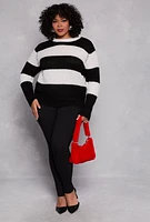 Womens Plus Striped Pullover Sweater,