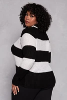 Womens Plus Striped Pullover Sweater,