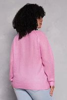 Womens Plus Cable Knit Shaker Sweater, 3X