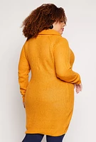 Womens Plus Size Turtle Neck Tunic Sweater, Yellow, Size 1X