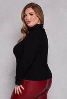 Womens Plus Size Turtleneck Top, Black, Size 2X