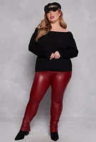 Womens Plus Size Off The Shoulder Sweater, Black, Size 2X