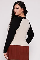 Womens Plus Size Teddy Bear Raglan Sweater, Multi, Size 2X