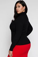 Womens Plus Ribbed Long Sleeve Turtleneck Top,