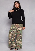 Womens Plus Ribbed Mock Neck Top,