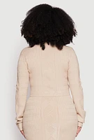 Womens Plus Daisy Cable Knit Crew Neck Sweater,