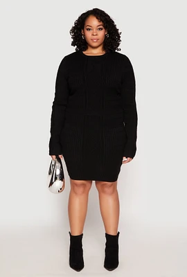 Womens Plus Daisy Cable Knit Pencil Skirt, 1X
