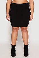 Womens Plus Daisy Cable Knit Pencil Skirt, 1X