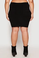 Womens Plus Daisy Cable Knit Pencil Skirt, 1X