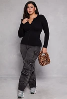 Womens Plus Seamless Zip Front Top,