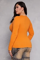 Womens Plus Size Seamless Zip Front Top, Yellow, Size 1X