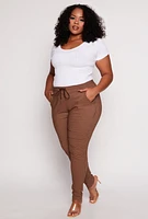 Womens Plus Size Seamless Greek Key Scoop Neck Top, White, Size 2X