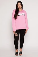 Womens Plus Size Miami Graphic Hooded Top, Pink, Size 1X