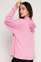 Womens Plus Size Miami Graphic Hooded Top, Pink, Size 1X