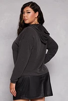 Womens Plus Size Textured Knit Garage Graphic Sweatshirt, Grey, Size 1X