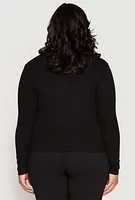 Womens Plus Size Ribbed Knit Keyhole Top, Black, Size 3X