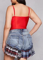 Womens Plus Size Haute Monde Solid Bustier Bodysuit, Red, Size 3X