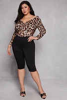 Womens Plus Patterned Twist Front Bodysuit,