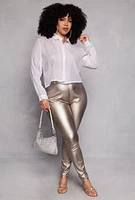 Womens Plus Size Rhinestone Organza Top, White, Size 2X