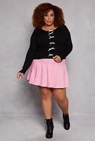 Womens Plus Size Almost Famous Bow Detail Sweater, Black, Size 2X