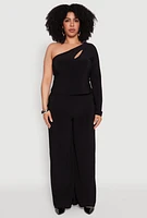 Womens Plus One Shoulder Keyhole Top,