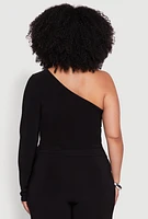 Womens Plus One Shoulder Keyhole Top,