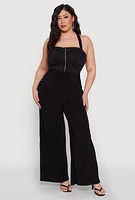 Womens Plus Size Wide Waist Palazzo Pants, Black, Size 1X