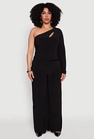Womens Plus Wide Waist Palazzo Pants, Black,